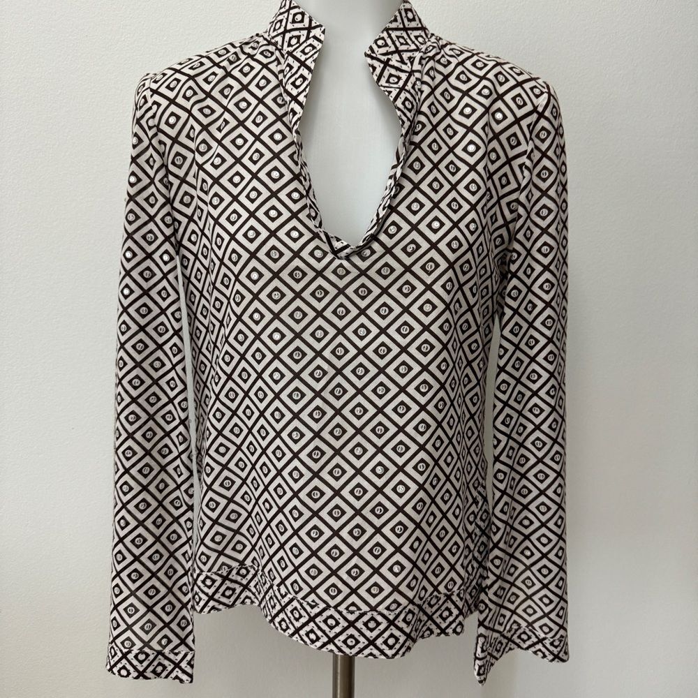 Tory Burch Stephanie Sequin Embellished Tunic Cotton Top Size 2